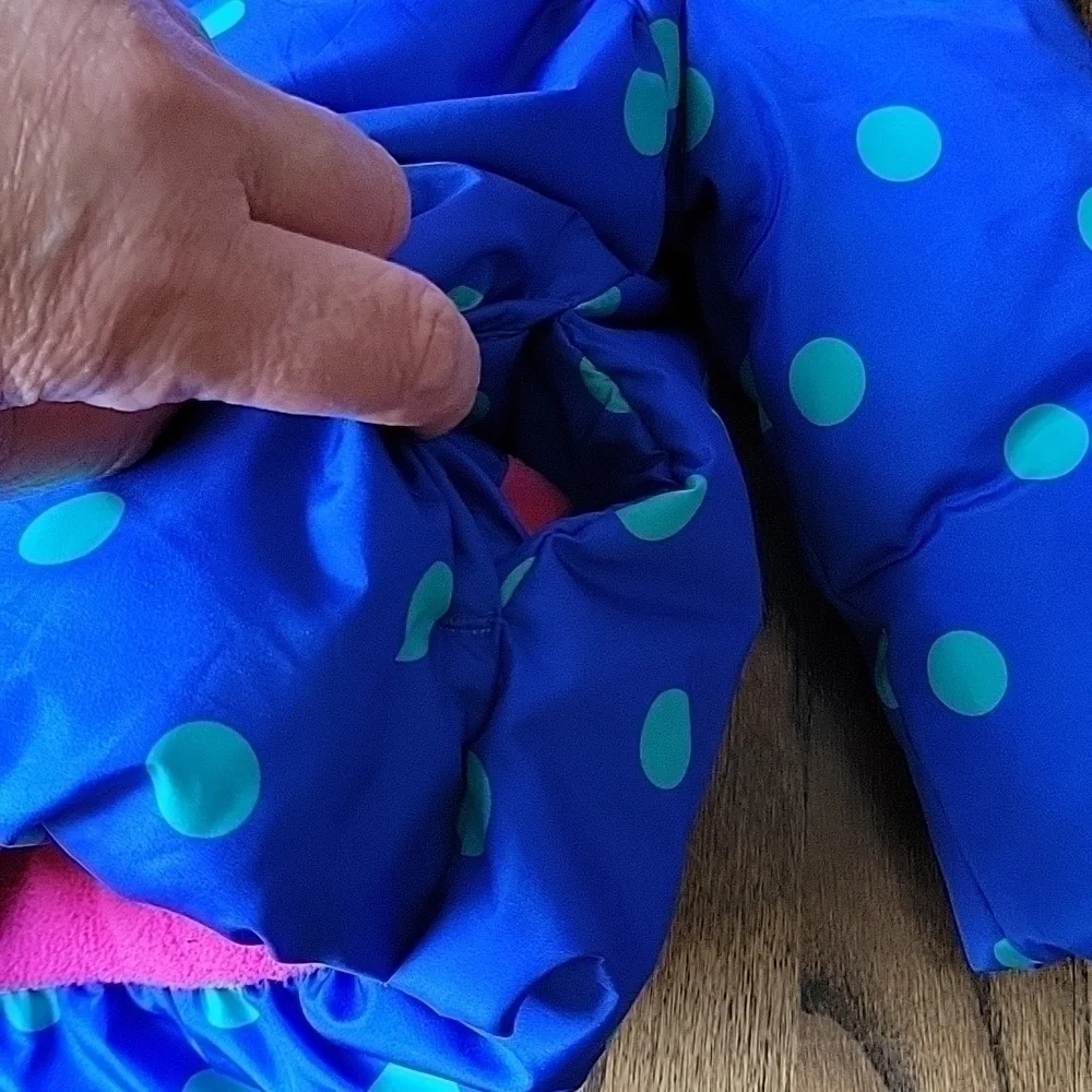 Gymboree Winter Toddler Polka Dot Puffy Electric Blue Jacket Hood Faux Fur